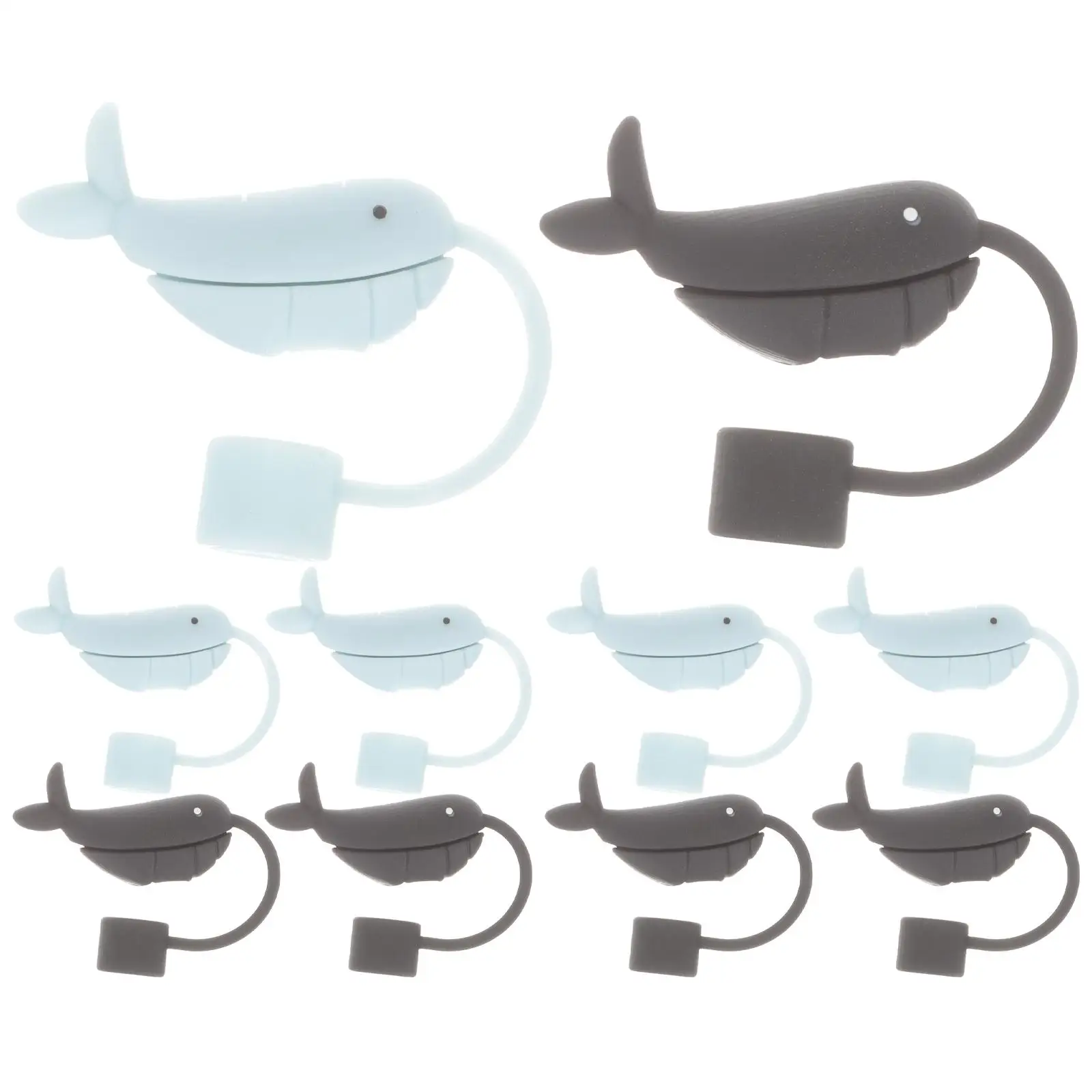 

10 Pcs Covers Cute Whale Shaped Lightweight Durable Dust Proof Decorative Tips Caps Silicone Straw Lids Straw Hats
