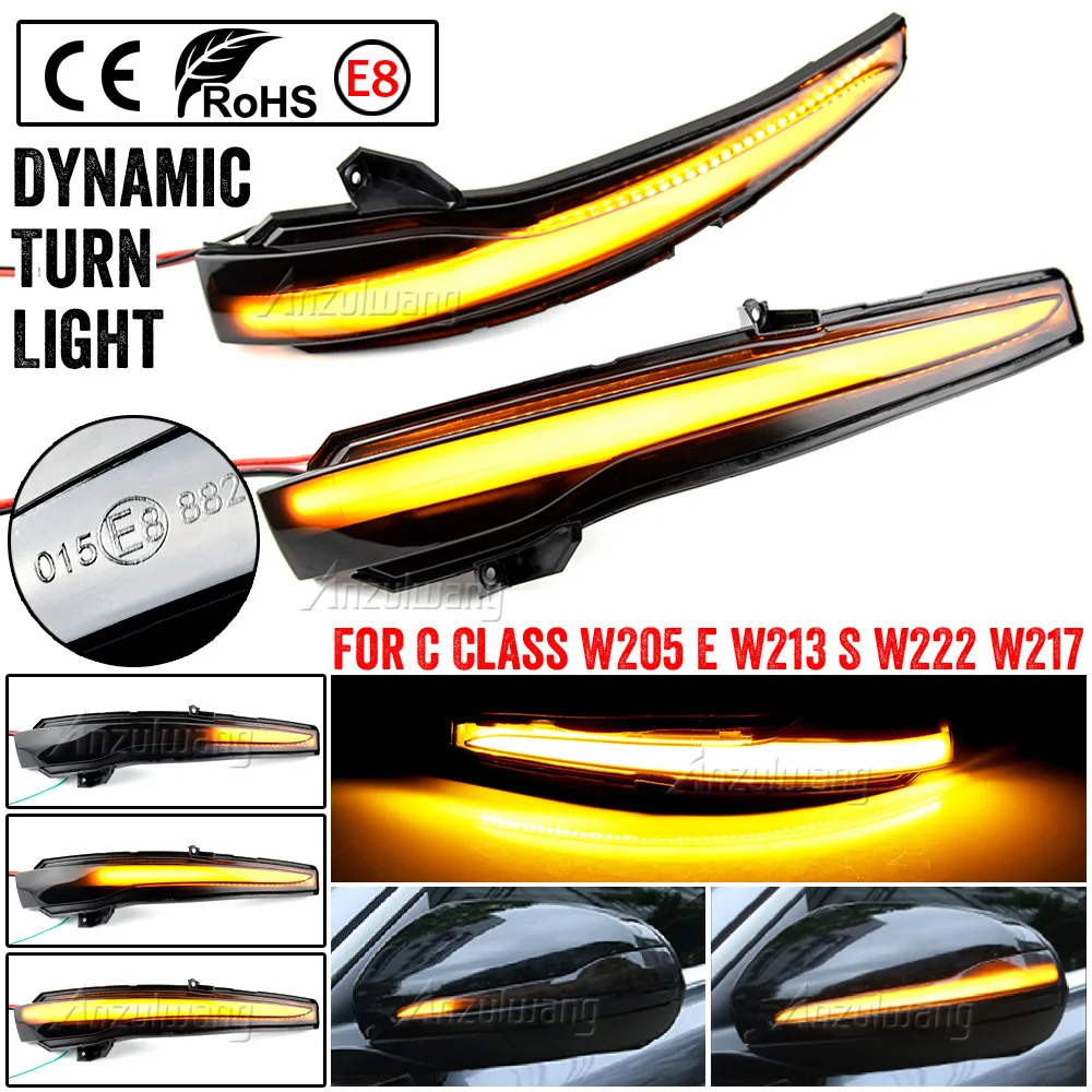 2pcs Dynamic Blinker For Mercedes Benz C E S GLC W205 X253 W213 W222 V Class W447 LED Turn Signal Light Side Mirror Indicator