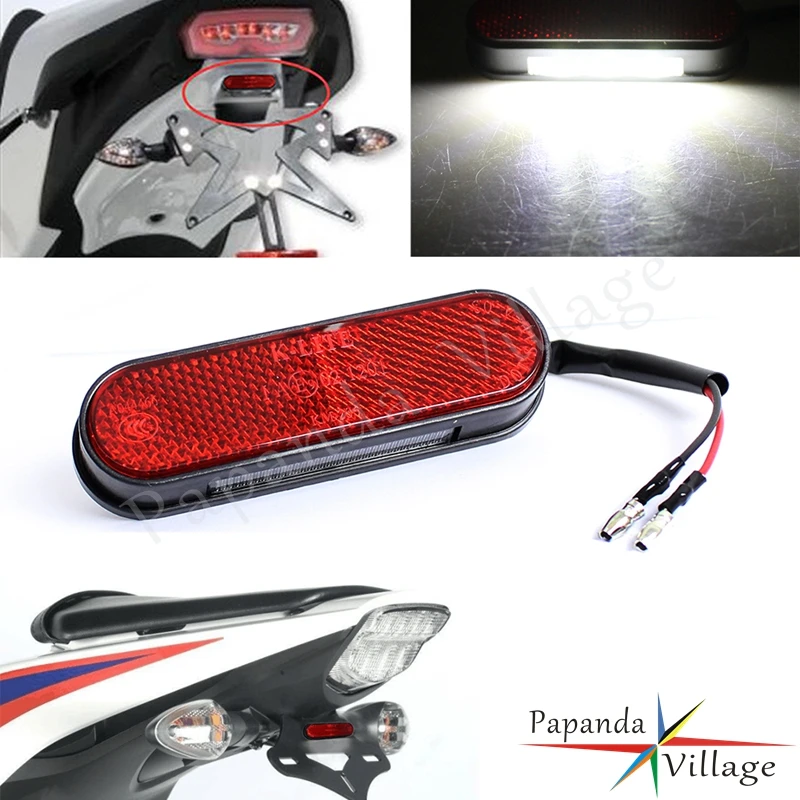 12V Universal Motorcycle Rear Red Reflector Integrated LED License Plate Tail Light For BMW BMW S1000RR K1300S R1200 F800 F650