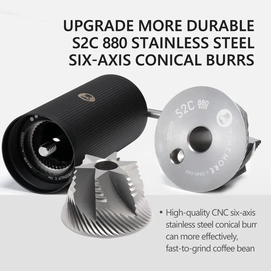 مطحنة قهوة يدوية من الفولاذ المقاوم للصدأ مطحنة قهوة مخروطية الشكل بسعة 20 جرام إعداد خارجي عددي قابل للتعديل