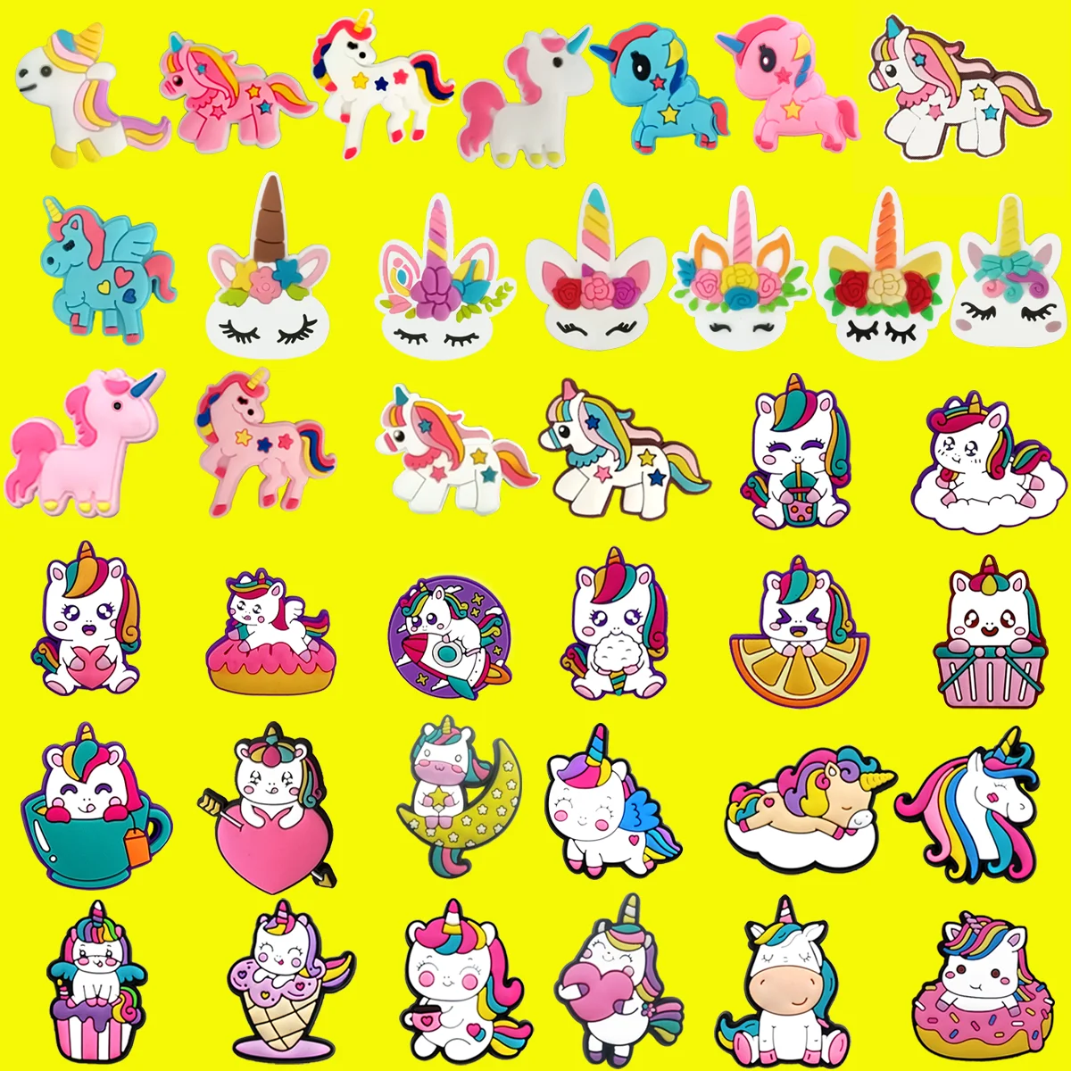 

1-38Pcs Cute Cartoon Unicorn Shoe Charms Buckle Decorations PVC Slippers Accessories Children and Girls Gifts