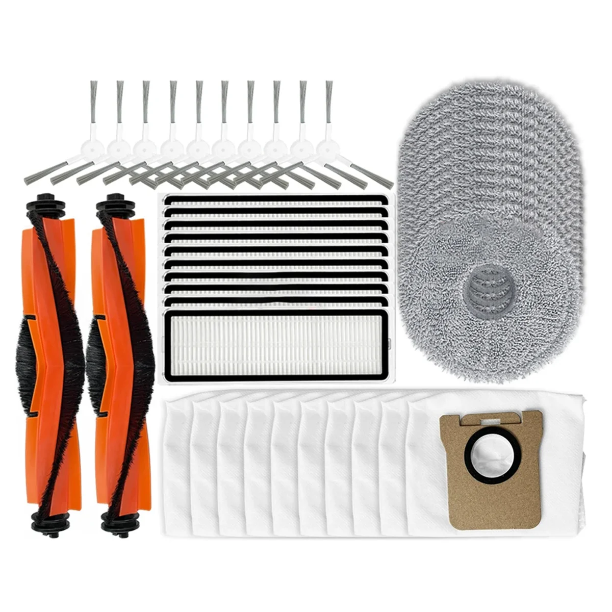 샤오미 X20 + 로봇 진공 메인 사이드 브러시, HEPA 필터 걸레 패드, 먼지 봉투 교체 예비 부품 액세서리