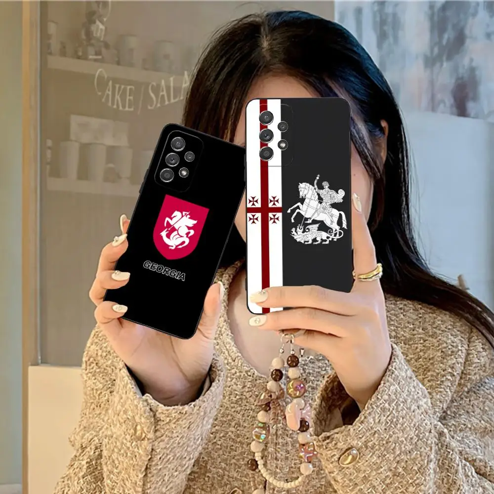 جورجيا العلم المحمول قضية الهاتف الخليوي لسامسونج غالاكسي M55 54 42 35 34 33 32 23 22 15 14 13 12 F55 5G اللون واقية فاخرة