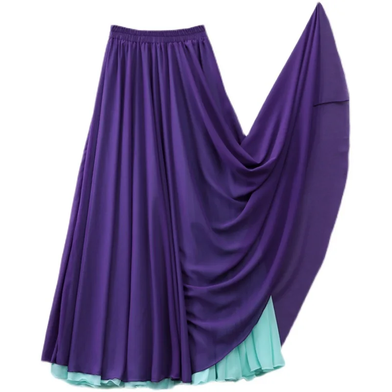 540/630 Degree Classical Dance Skirt Women Double-Side Chiffon Big Swing Skirt Belly Dance Costume Stage Performance Maxi Skirts