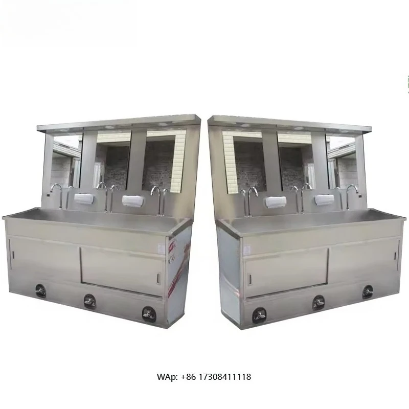Stainless Steel Sensor Wash Hand Sink Foot-Operated Scrub Sink Air Cleaning Equipment