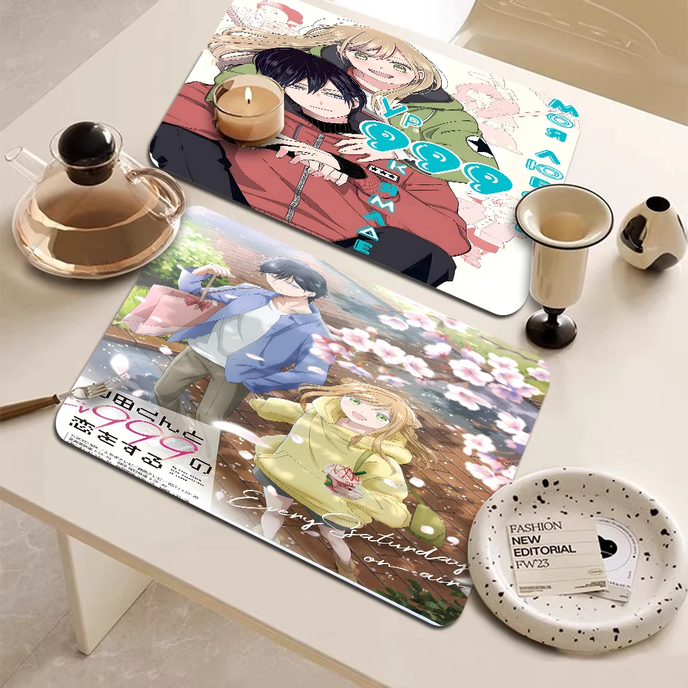 Anime My Love Story With Yamada-kun At Lv999 Absorbent Drain Mat Countertop Dry Mats Printed Coffee Machine Draining Pad