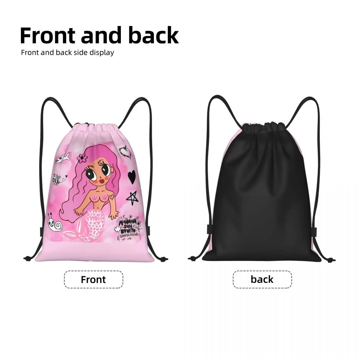 Karol G Pink Hair Bichota Heart mochila con cordón, bolsa deportiva para gimnasio, Sackpack de cuerdas para correr