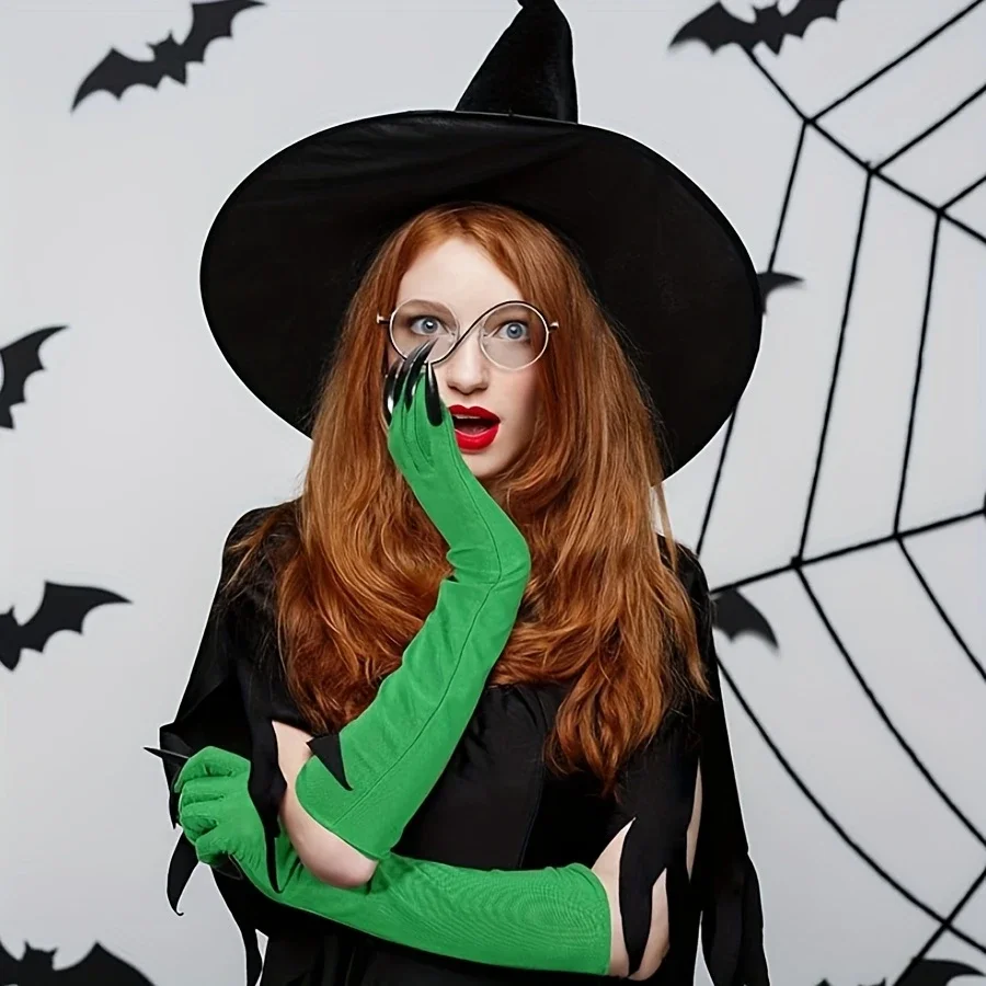 

2-piece witch movie costume accessories, including witch green gloves and ladies glasses Halloween role-playing props role-playi