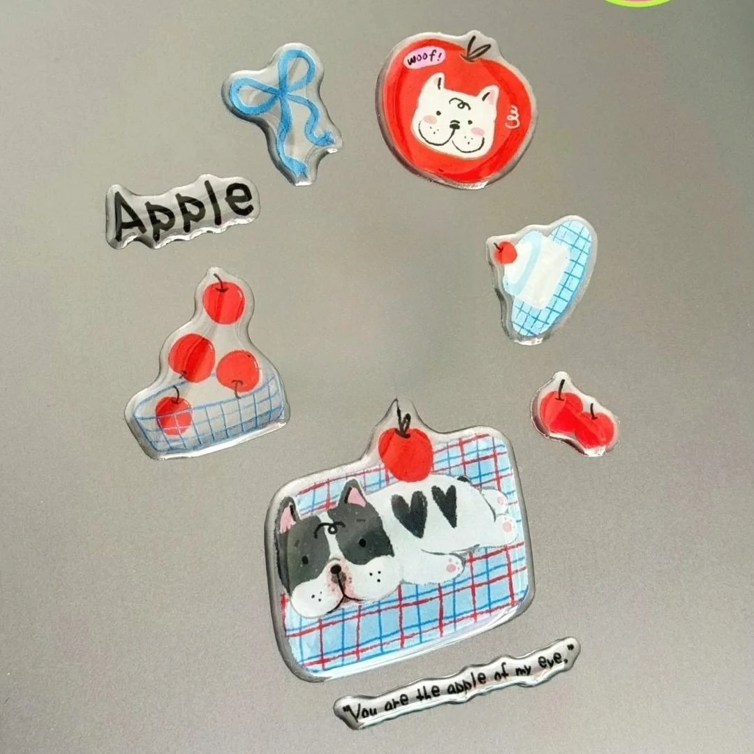 DIY 3D Jelly Sticker Set Cute Cartoon Cat Dog Snowman Crystal Drop Stickers for Pad Phone Case Laptop Journal Decoration view 6