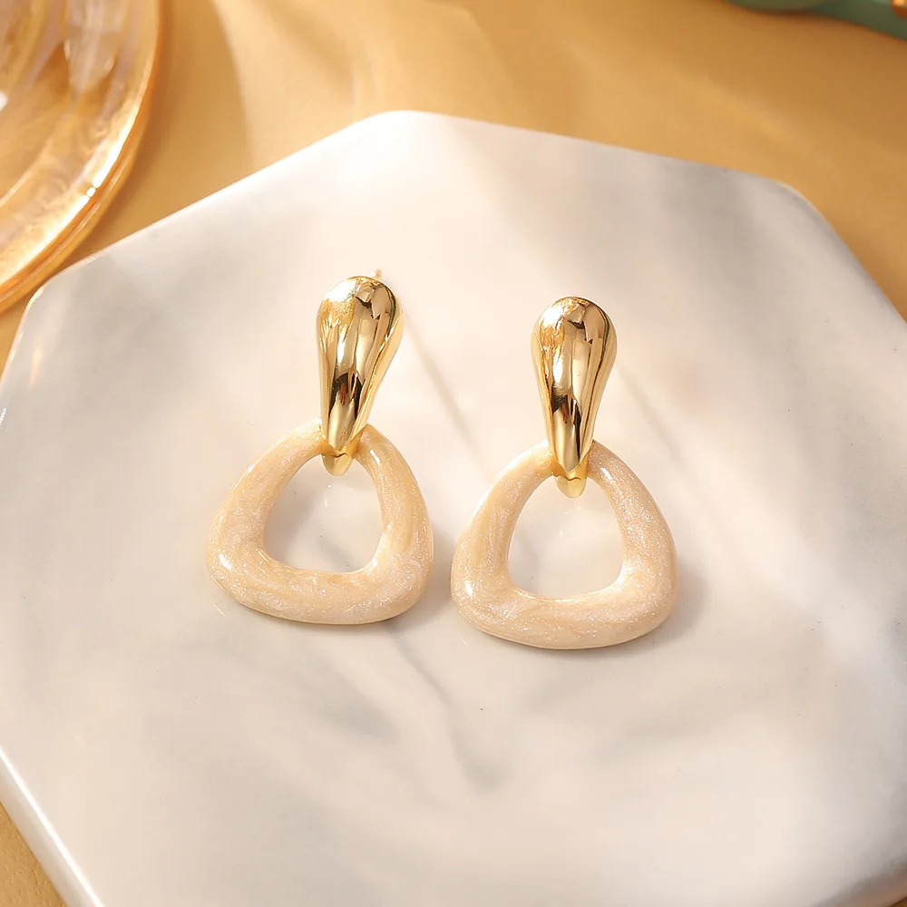 

High-end geometric drop glaze earrings, cool style, fashionable temperament, personalized earrings, versatile earrings