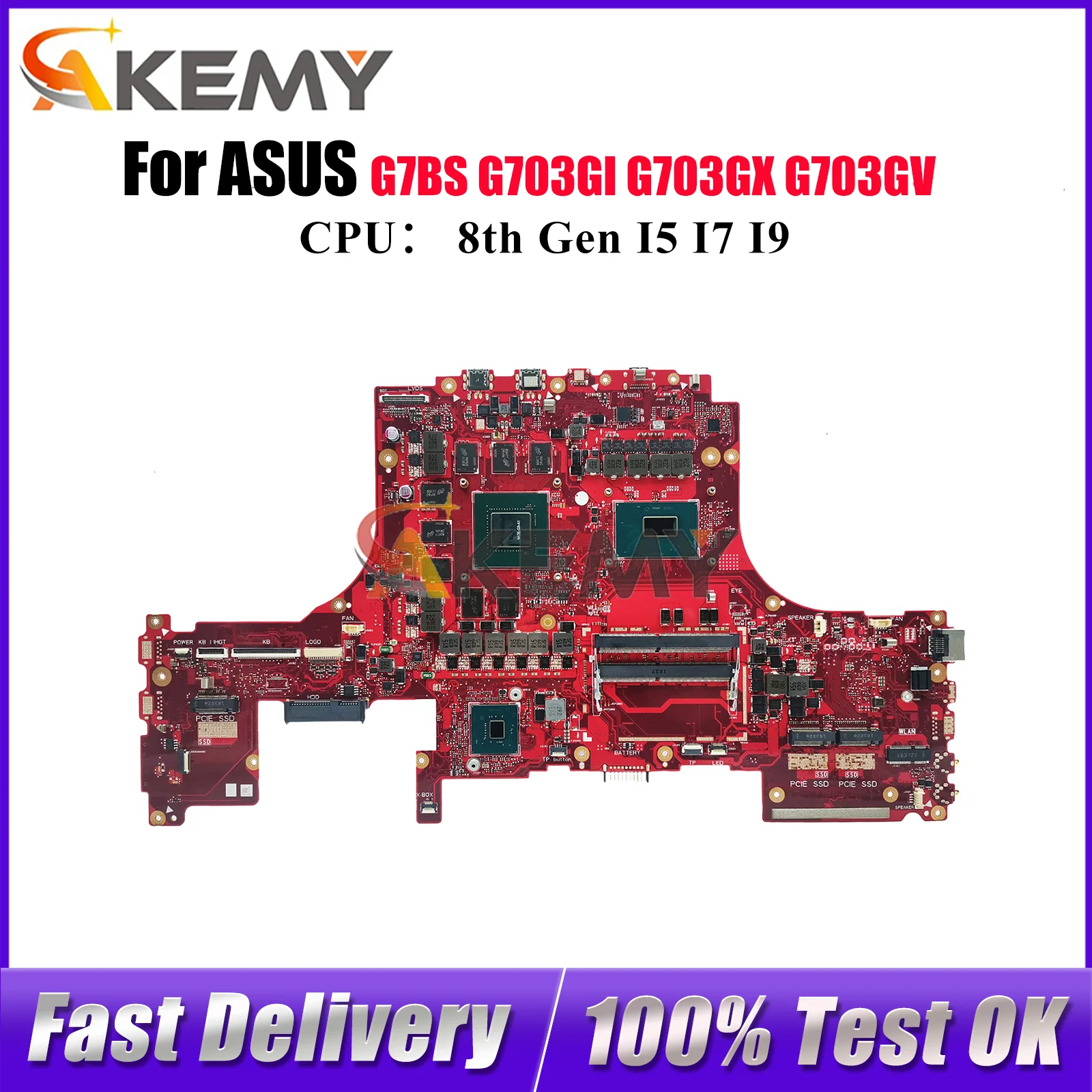

G703Gi Laptop Motherboard For ASUS ROG G703GV G703GMR G703GX G703GI G703G G703GM G7BS Mainboard With I5 I7 I9 CPU 100% tests OK
