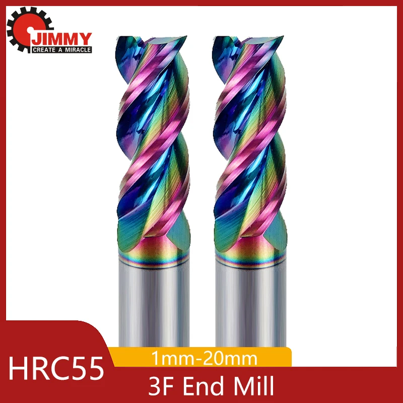 Jimmy-tungstênio Aço Flauta Fresadora Carbide End Mill Cnc Revestimento Colorido Hrc55