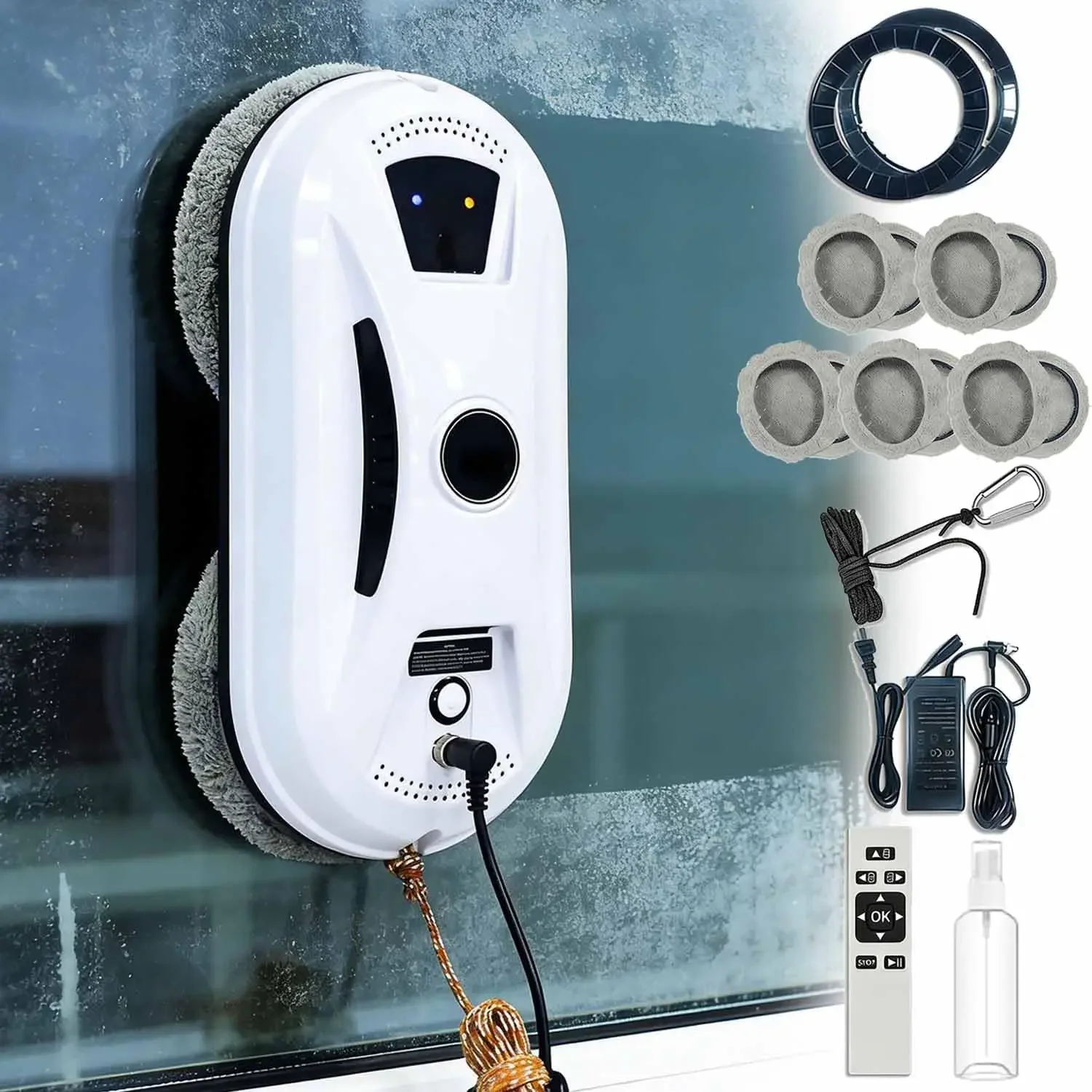 

Automatic Window Cleaning Robot, Robot Window Cleaner with AI Intelligent Positioning & Edge Detection & Powerful Suction, Anti-