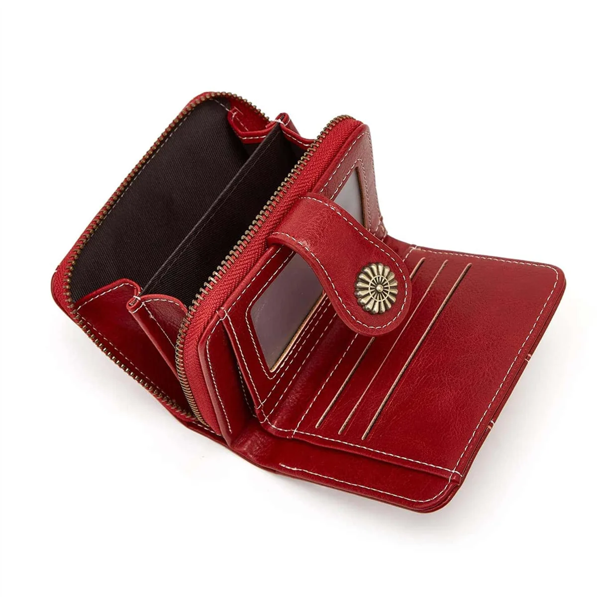 حقيبة نسائية قصيرة بسحاب للتغيير، حقيبة كلاتش ثلاثية الطي، حقيبة عصرية من الجلد الزيتي متعددة البطاقات، حقيبة للبطاقات