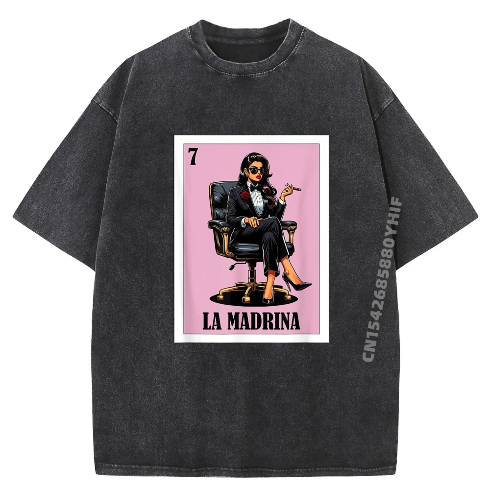 

Funny Mexican Baptism La Madrina Camisas Basicas Hombre Mens Streetwear Washed Shirt Casual Fashion Printed Tops