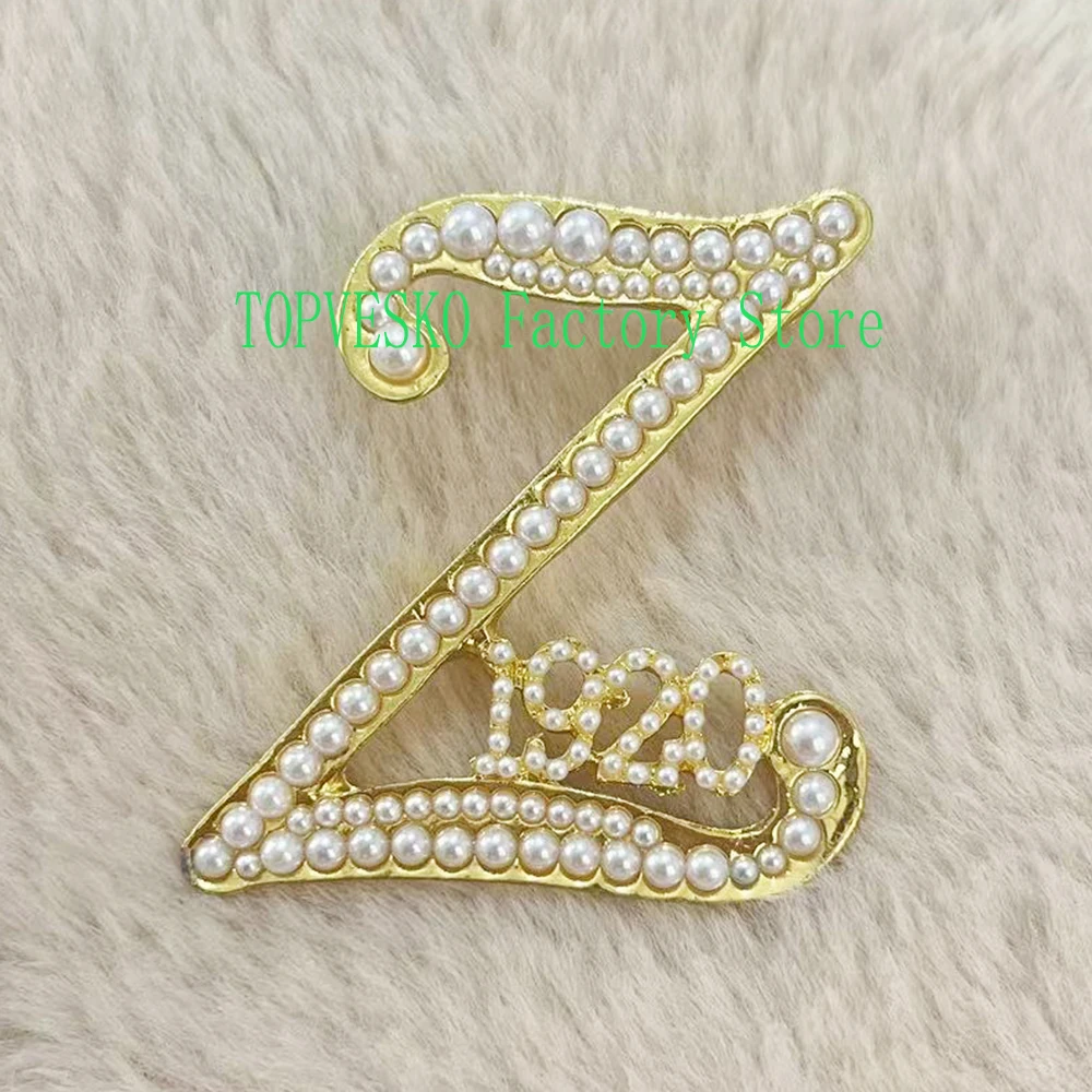 Zeta 1920 Sorority Greek Letters Pearl Brooch