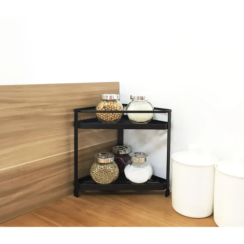 New Design 2 Tier Carbon Steel Kitchen Organizer Custom Spice Rack Storage Shelf for Countertop Pantry Organization Home