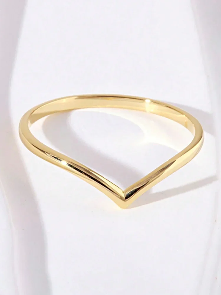 خاتم من الفضة الإسترليني عيار 925 بسيط كلاسيكي ناعم على شكل حرف V للنساء مجوهرات الخطوبة والزفاف عالية الجودة