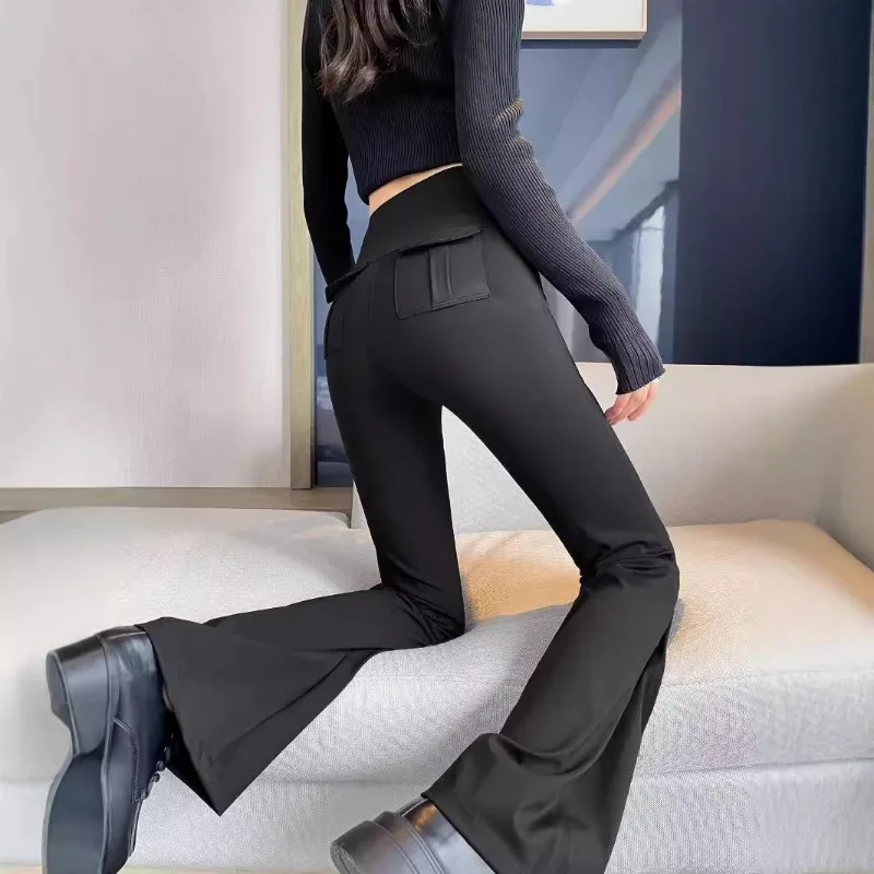 

Новые расклешенные леггинсы Cargo с высокой талией и контролем живота, с задними карманами