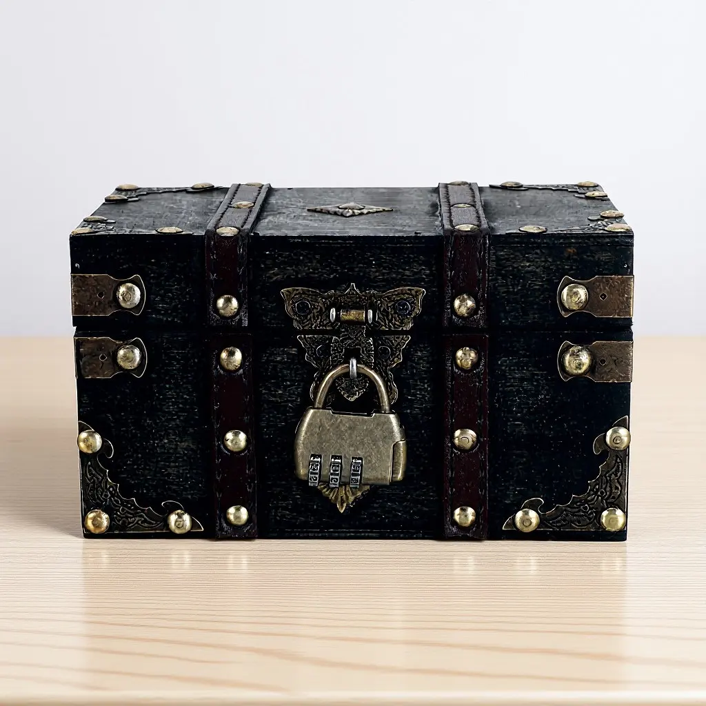 

Миниатюрный сундучок для сокровищ, винтажная деревянная шкатулка для украшений, маленький ретро-органайзер для мелочей и памятных вещей, портативный декоративный предмет для дома