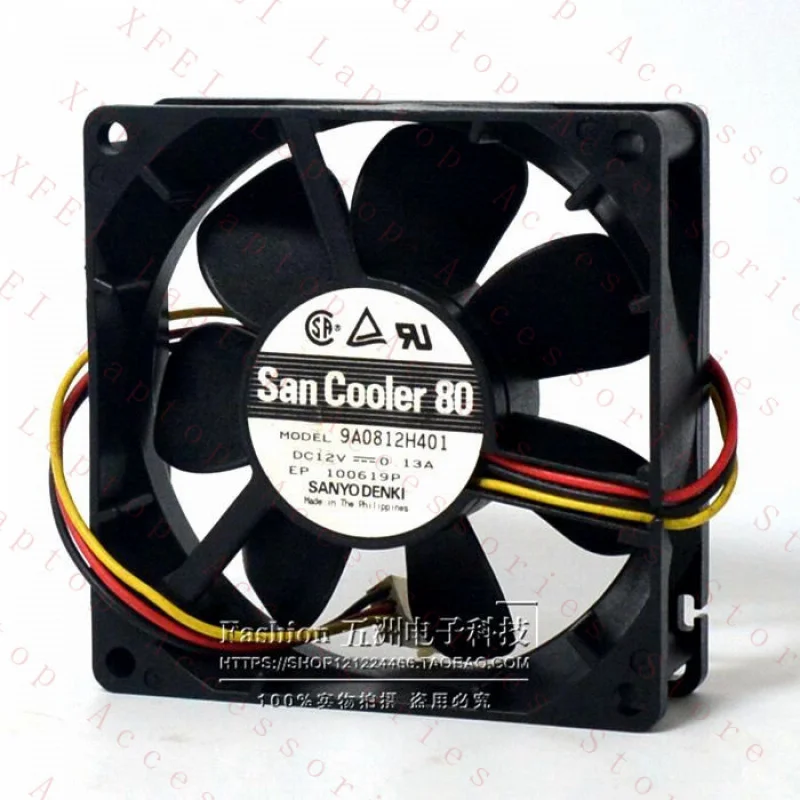 D  1PC  for Sanyo 9A0812H401 Cooling Fan DC12V 0.13A 80*80*25MM 80mm axial fan 3pin