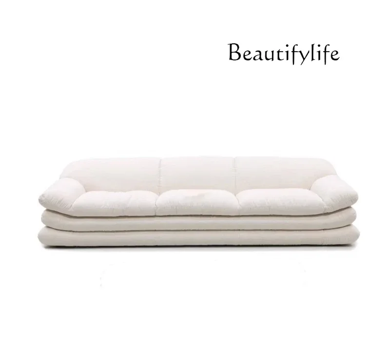 

Y Modern Simple Sun Sofa Cotton And Linen Fabric Three-person Straight Row Designer Wabi Sand Wind Sofa