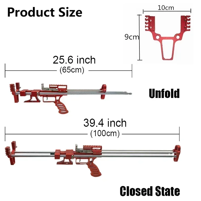 CNC Stainless Steel Retractable Tactical Slingshot with Rear Support Heavy-duty Powerful Trigger Catapult, Outdoor Hunting