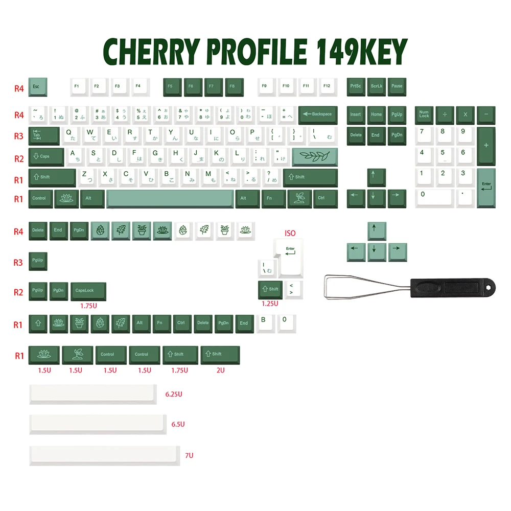 gmk key botanical keycap pbt cereja perfil alemao frances espanha iso corante sub keycaps para tkl gk61 gmmk pro 7u azerty teclado bone 01