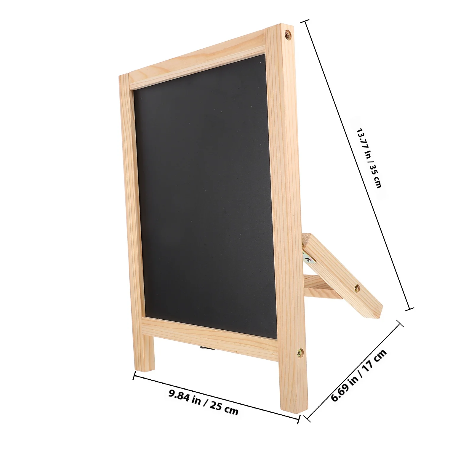 علامة سبورة عمودية لسطح المكتب مزدوجة الجوانب وقاعدة خشبية سوداء كلاسيكية قابلة للمسح ولوحة رسائل صغيرة للمكتب #2