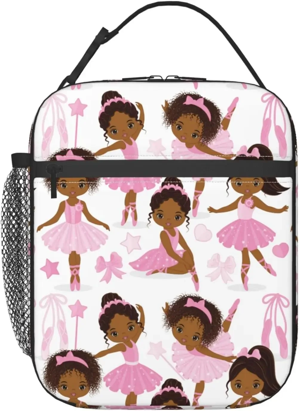 Afro amerikaner Ballerina Lunch Bag für Frauen Männer isoliert Lunchbox wieder verwendbare Kühler Thermo-Einkaufstasche für die Arbeit Picknick Reisen