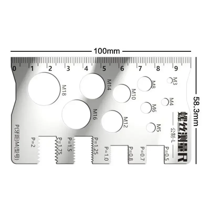 Screw Thread Pitch Gauge Ruler Measuring Tool Bolt Nut Metric Machining Threads Screw Cutting Gauge Angle Model Measuring