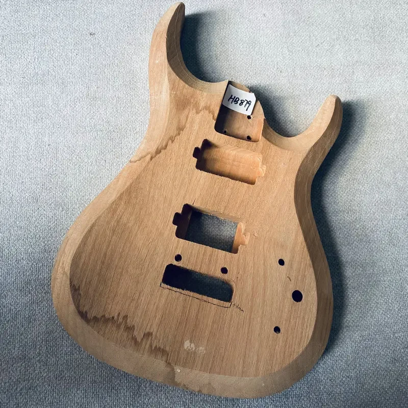 

HB879 DIY Guitar Body Core for Upgrade, Solid Redwood Unfinished with 2Humbucker/2-Point Tremolo Routes, Electric Guitar Custom