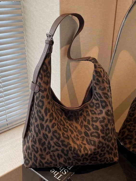 

Large Capaci Leopard Print Tote Bag Women's 2025 New Retro Casual Single oulder Commuter Bag Faion Versatile Tote Bag