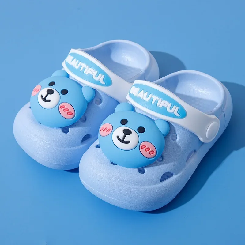 Kids Slippers Sandals Summer children Hole Shoes Cute Personality Three-Dimensional Bears Soft Soles Comfortable Boys Girls Shoe