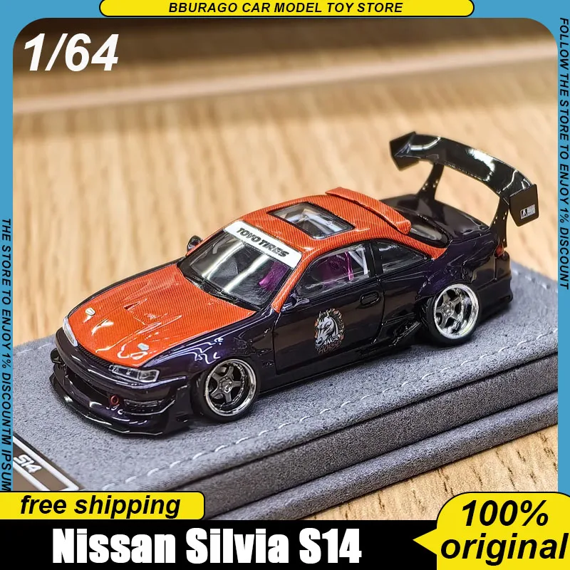 new-in-stock-mortal-model-1-64-diecast-nissan-silvia-s14-replica-year-of-the-horse-limited-edition-for-collectors-toys-ornament