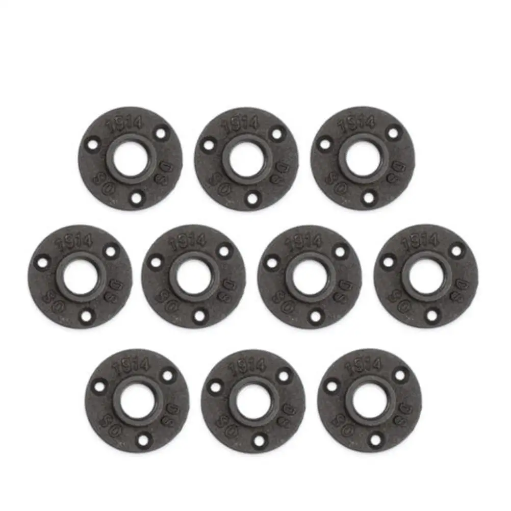 

10 Pcs Flange Base Wall Mounted Malleable Floor Fittings Furniture Threaded Iron