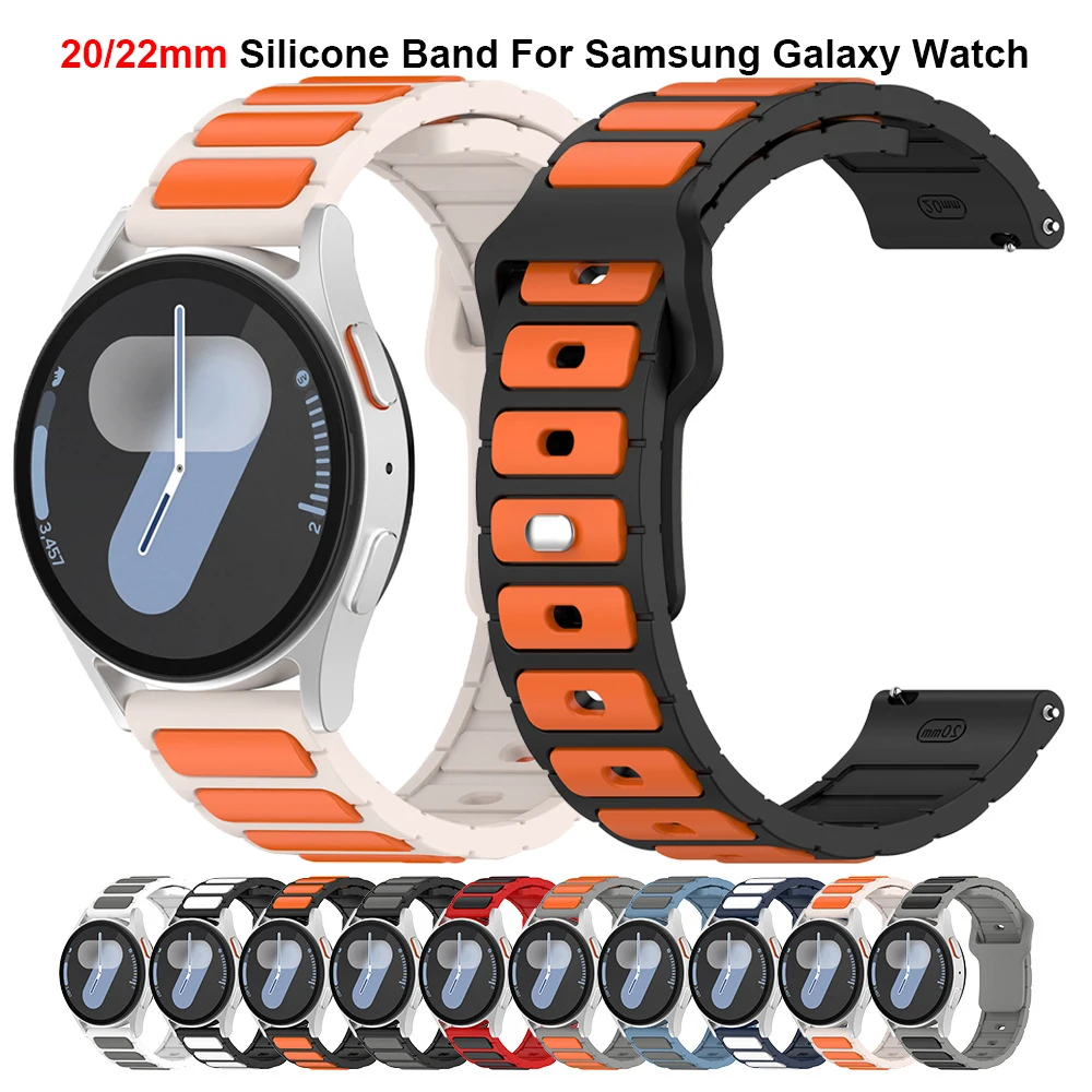 20mm 22mm Silicone Strap for Samsung Galaxy Watch 7 6 5 4 44 40mm 6Classic 43/47mm GearS3 Bracelet for Huawei 5 4Pro GT3/2e Band