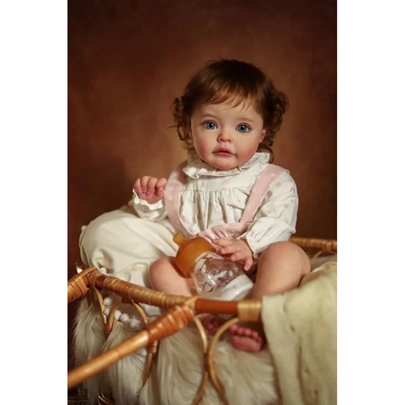 

NPK 60CM Huge Baby Reborn Toddler Girl Doll Sue-sue Lifelike 3D Painted Skin with Visible Veins Collecitle Art Doll