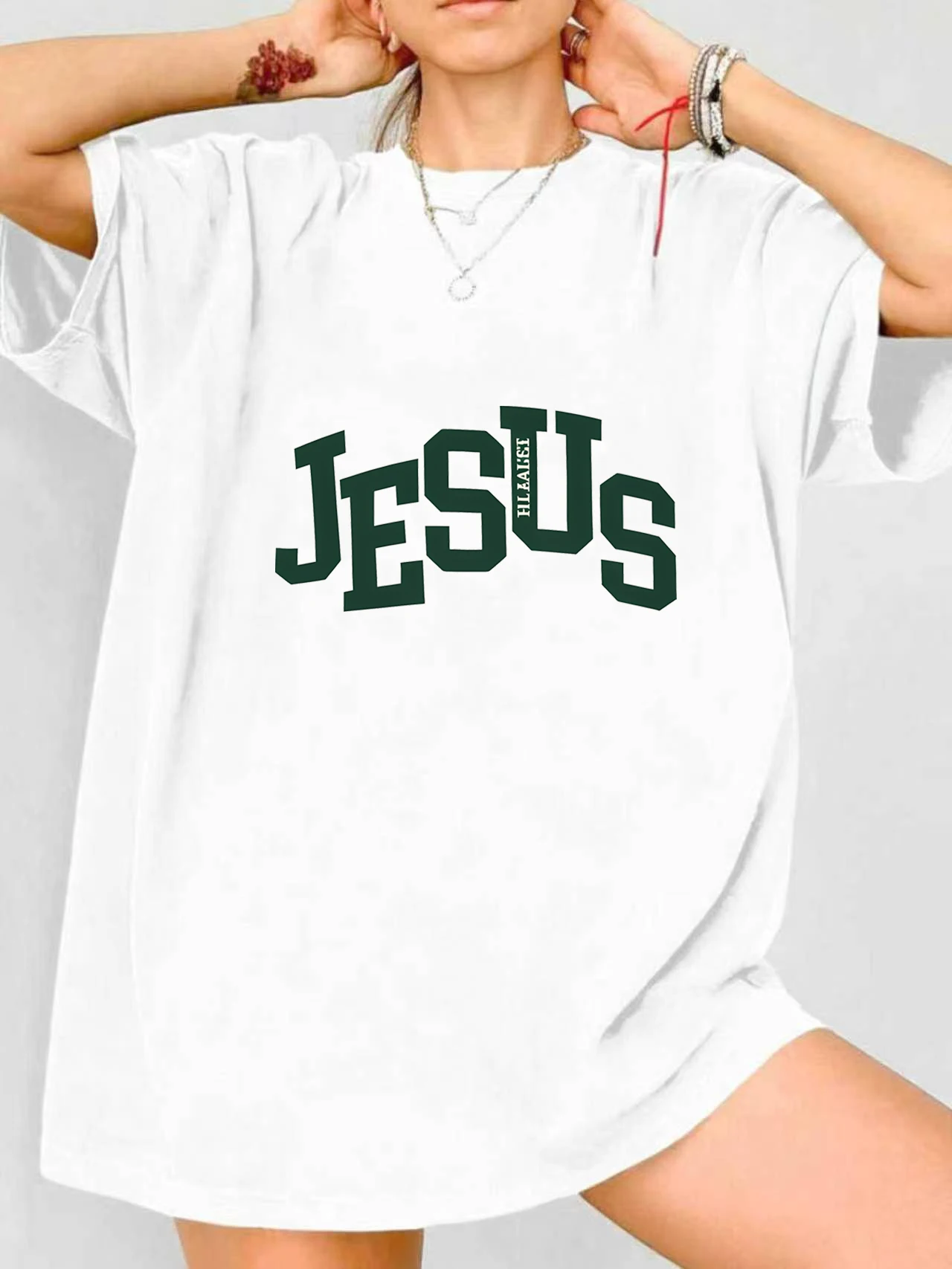 

【JYDX112284】Creative letter printed plus size women's round neck summer casual short sleeved street fashion versatile T-shirt