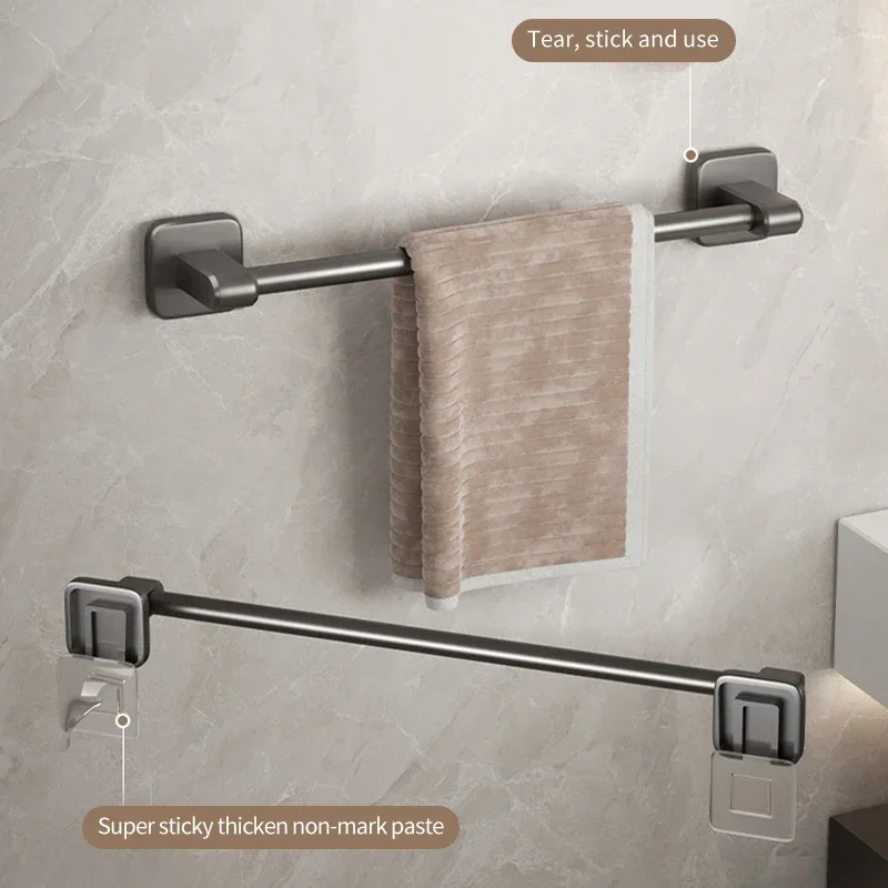 Self-Adhesive Home Bathroom Towel Rack Holder Without Drilling Wall Mounted Towel Shelf Kitchen Bathroom Accessories Towel Hange