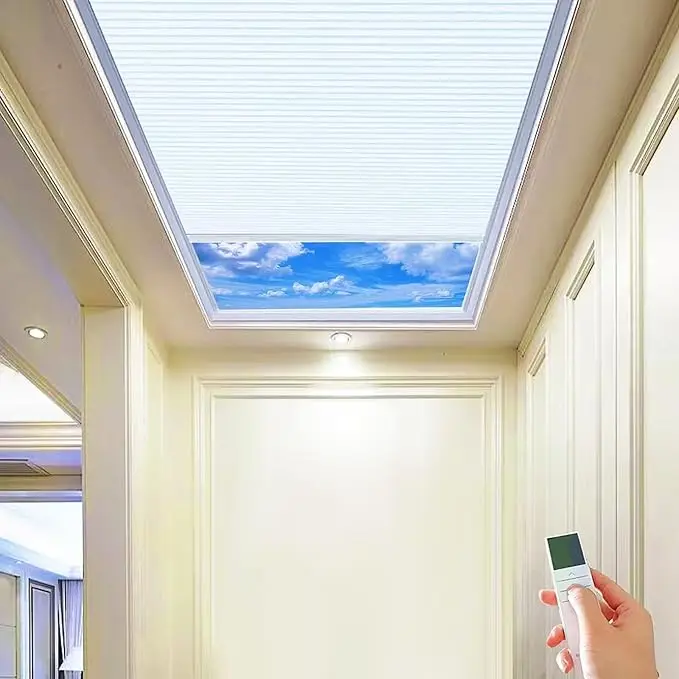 Smart Control Custom Size Motorized Skylight Honeycomb Blinds Blackout Window Coverings Easy Installation For Home Window