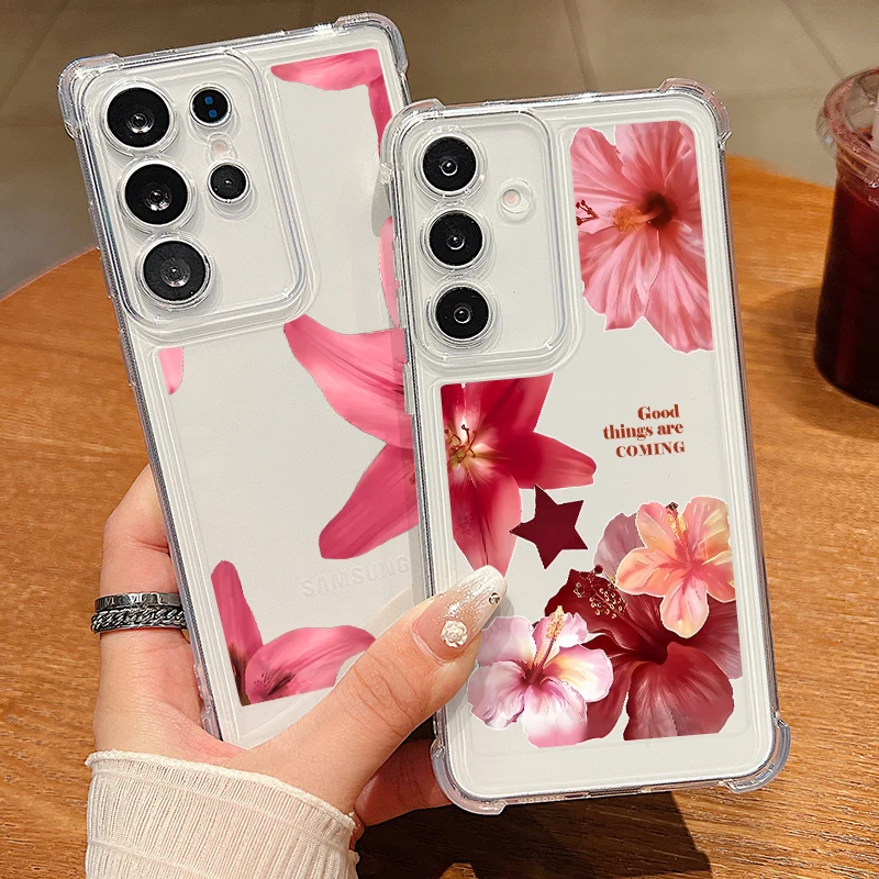 Funda de teléfono de silicona con flores de lirio para Samsung Galaxy S25 Edge S24 S23 S22 Ultra Plus S25 FE A17 A56 A16 A26 5G A55 A35 A54