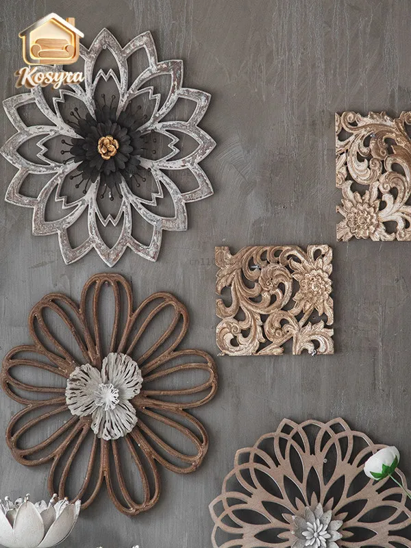 European retro old-fashioned ornaments restaurant background wall wall pendant wrought iron relief porch creative  decoration