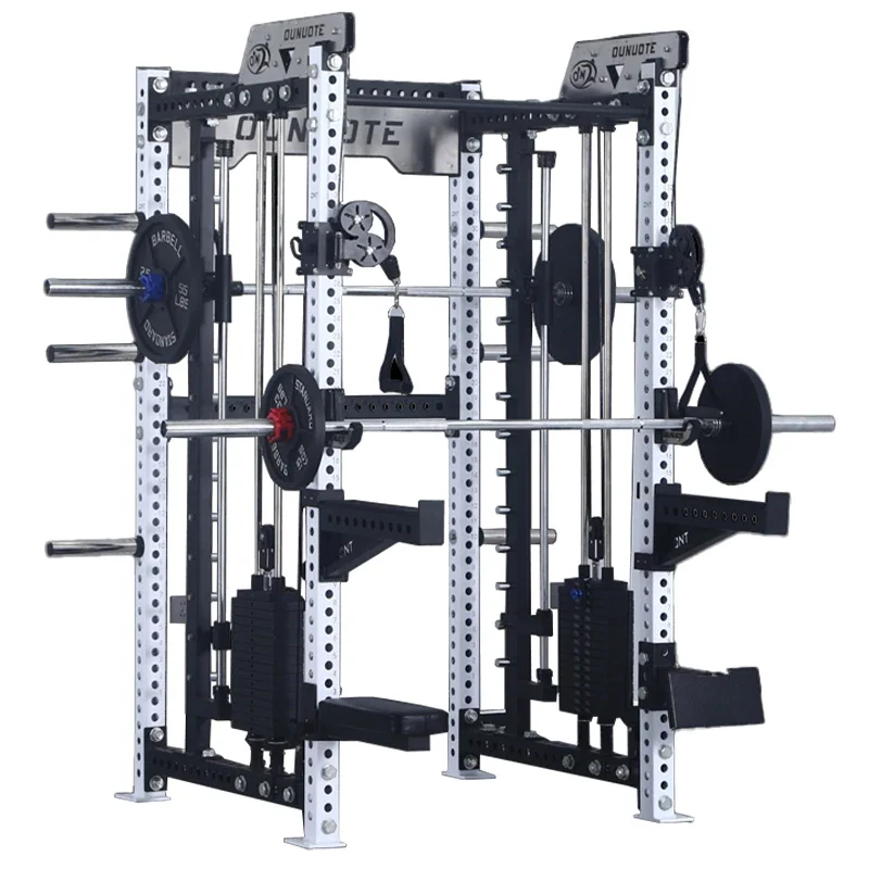Equipamento de ginástica multifuncional, máquina smith e cabo cruzado, rack de agachamento