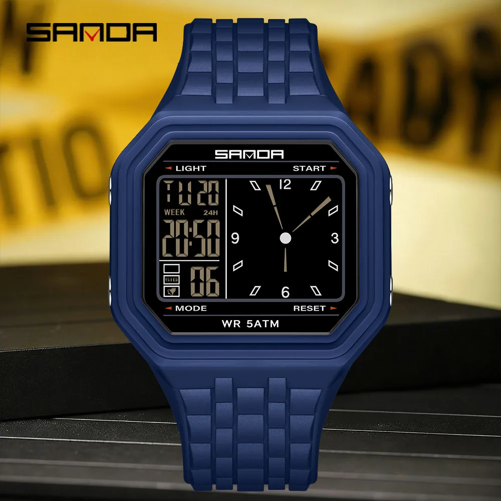 Sanda Luxury Electronic Watch Men's Waterproof Luminous Multi functional Student Trend Dual screen Sports Ladies Watch