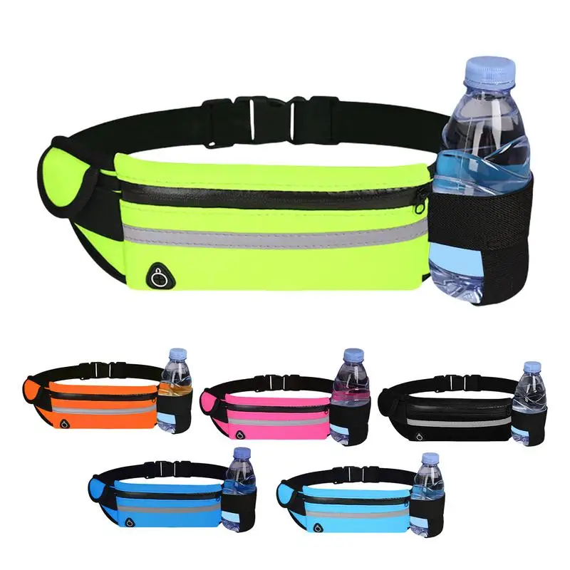 Slim Running Belt Fanny Pack Crossbody Bag With Extension Strap Water Resistant Runners Belt With Water Bottle Holder For Sports