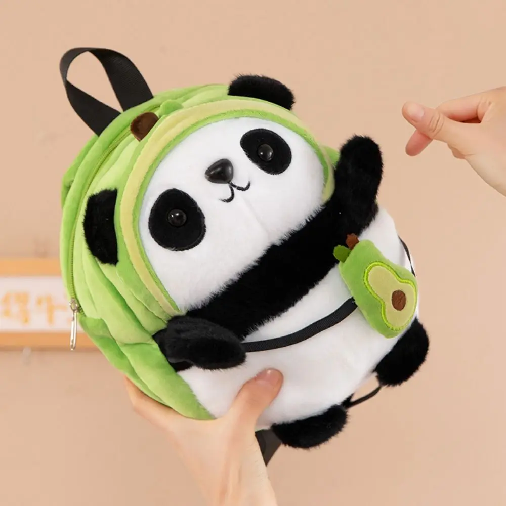 ความจุขนาดใหญ่ Panda Plush กระเป๋าเป้สะพายหลังสัตว์การ์ตูนขนาดใหญ่ความจุ Panda Avocado กระเป๋าผ้าฝ้ายน่ารัก Panda Plush กระเป๋า Unisex