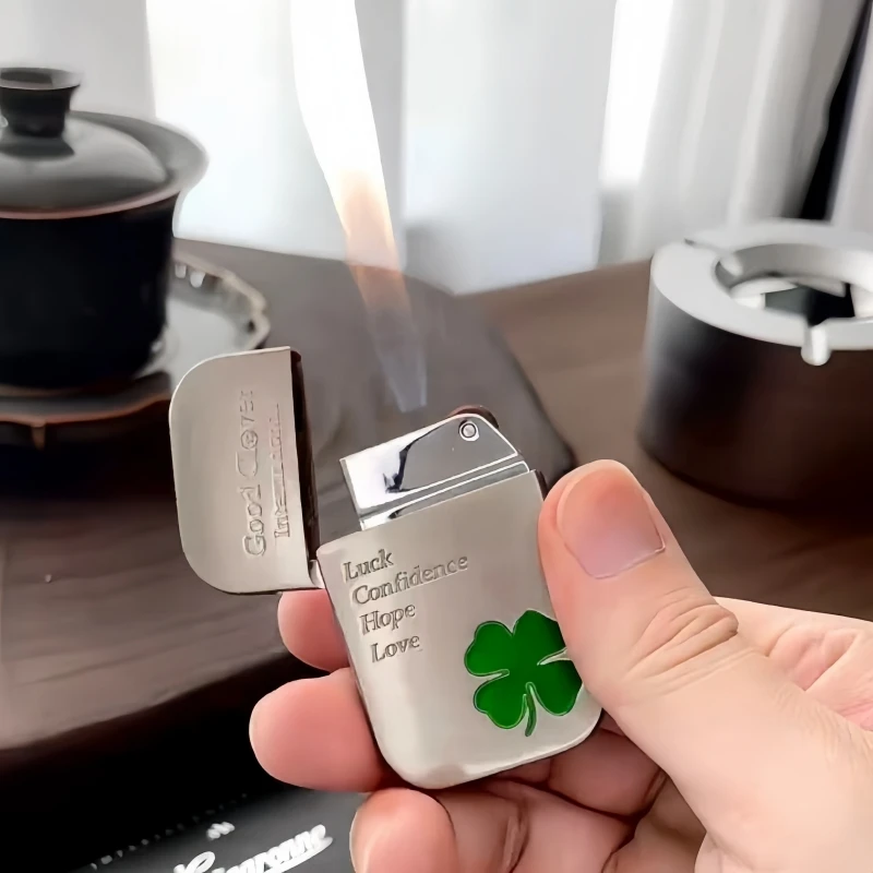 

Metal Green Straight Flame Red Flame Jet Lighter Outdoor Windproof Turbine Torch Lighter Women's Gift Smoking Tool