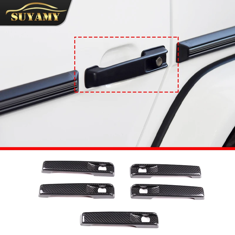 Car Styling Real Carbon Fiber Exterior Door Handle Cover Trim Sticker For Mercedes Benz G Class W463 2004-2018 Auto Accessories