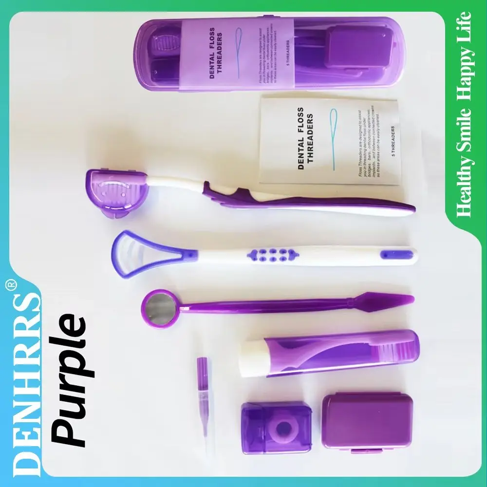 8Pcs/box Orthodontic Oral Care Cleaning Braces Dental Teeth Kits Toothbrush Foldable Dental Mirror Interdental Brush Cleaning